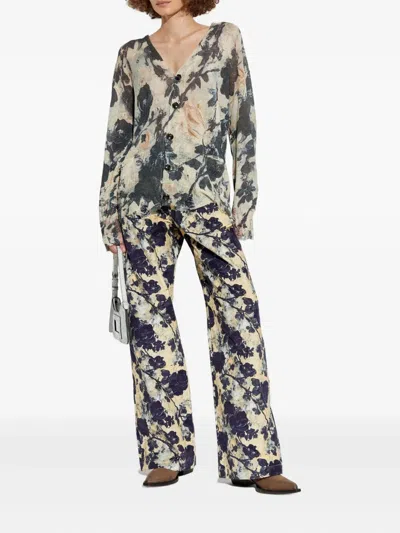 R13 Floral-print Cardigan - Women's - Linen/flax In Multi