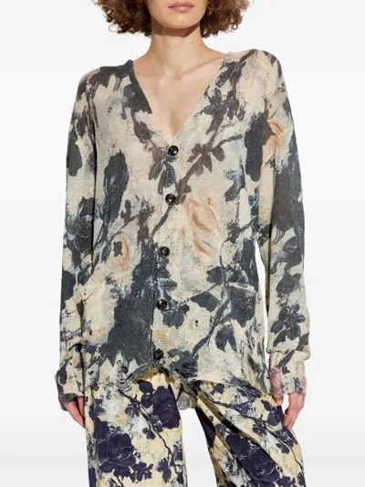 R13 Floral-print Cardigan - Women's - Linen/flax In Multi