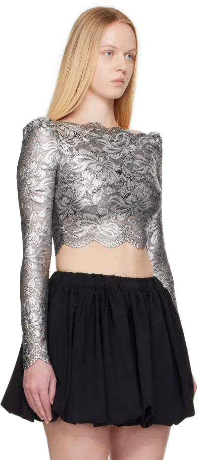 Rabanne Long Sleeve Metallic Lace Top