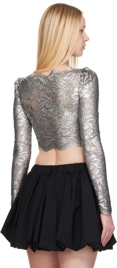 Rabanne Long Sleeve Metallic Lace Top