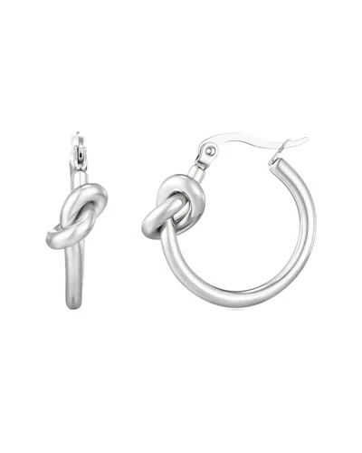 Adornia Silver Plated Knot Hoop Earrings In Metallic