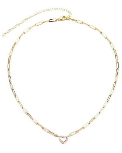 Adornia 14k Gold Plated Mother Of Pearl Mini Heart Chain Necklace In Gold