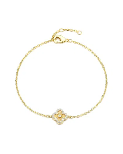 Adornia Gold Cubic Zirconia Button Clover Halo Bracelet In Gold
