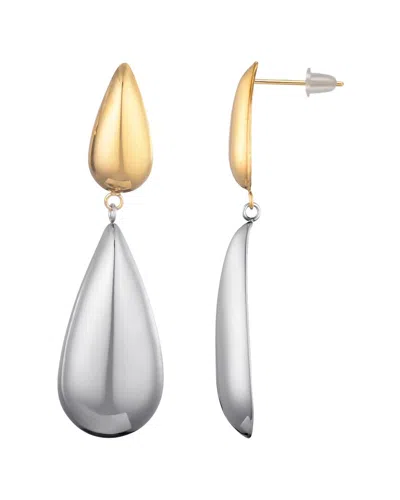 Adornia 14k Gold And Silver Plated Mixed Metal Teardrop Drop Earrings In Metallic