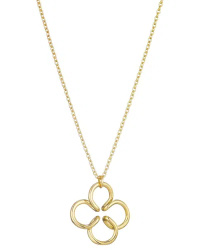 Adornia 14k Gold Plated Wire Clover Necklace In Metallic