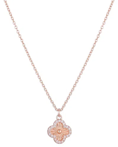 Adornia Cubic Zirconia Button Clover Halo Pendant Necklace In Gold