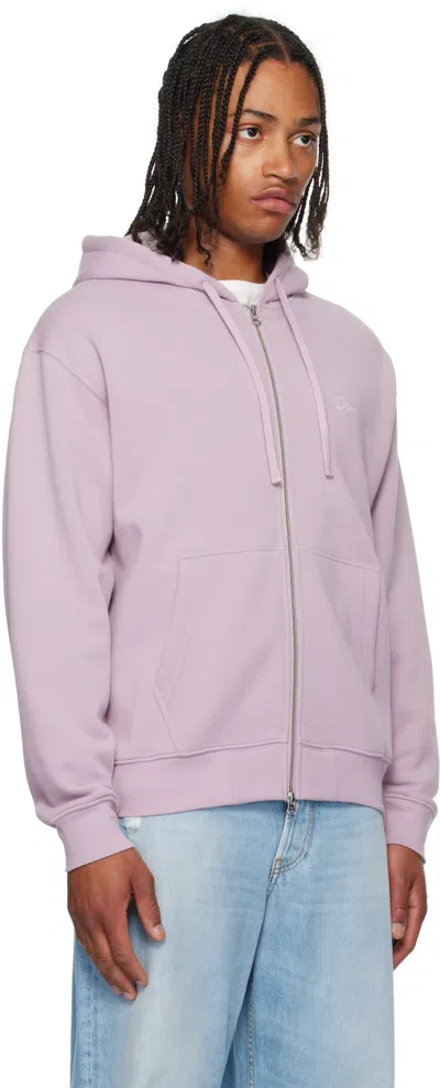 Dime Purple Cursive Small Logo Zip Hoodie In Pink