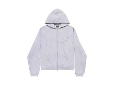 Pre-owned Balenciaga Women's  Music Britney Spears Series Zipup Hoodie Regular Fit In Light Grey/pink