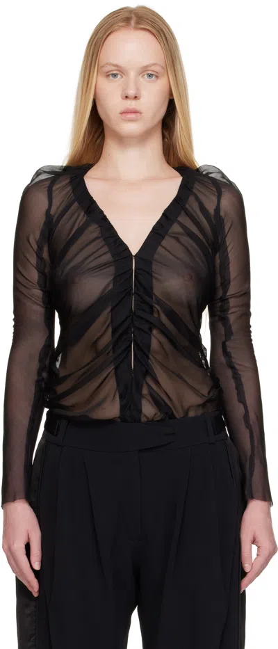 Aaron Esh Black Ruched Blouse In Black