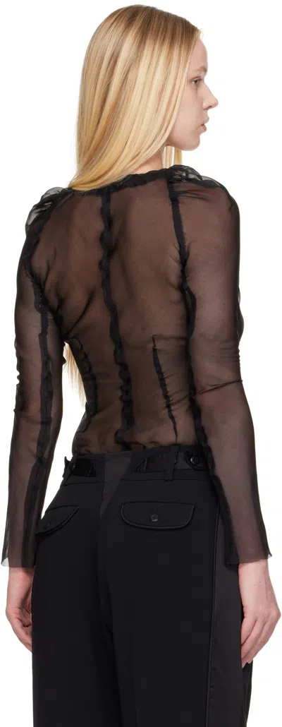 Aaron Esh Black Ruched Blouse In Black