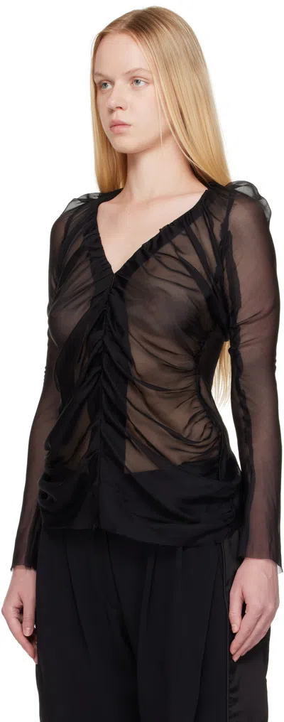 Aaron Esh Black Ruched Blouse In Black