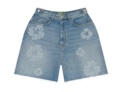 Pre-owned Denim Tears Men's  Laser Wreath Denim Short In Blue