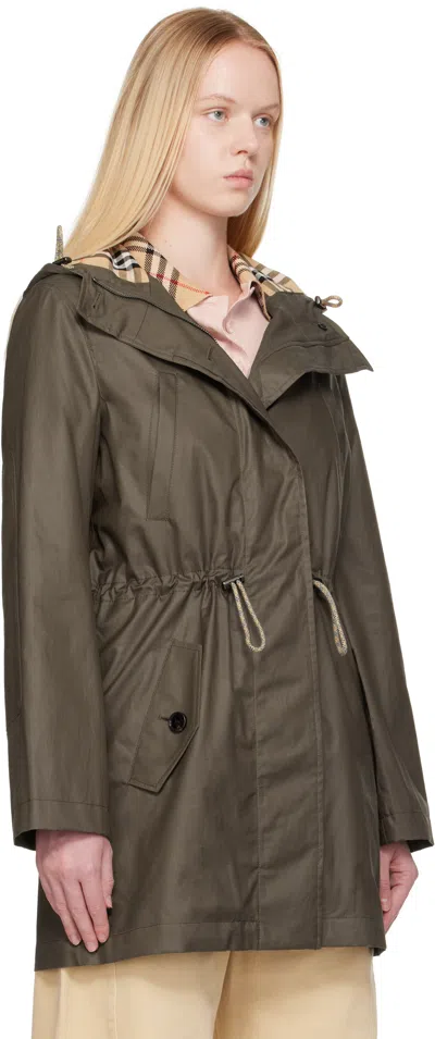 Burberry Khaki Coated Gabardine Parka