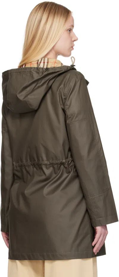 Burberry Khaki Coated Gabardine Parka