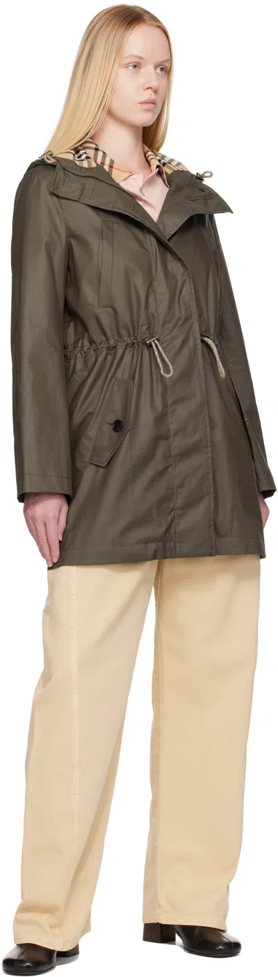 Burberry Khaki Coated Gabardine Parka