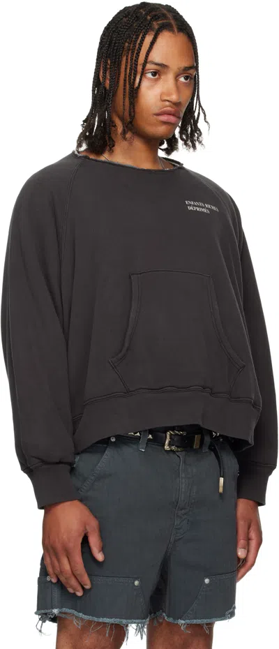 Enfants Riches Deprimes Gray Lined Raglan Logo Sweatshirt In Gray