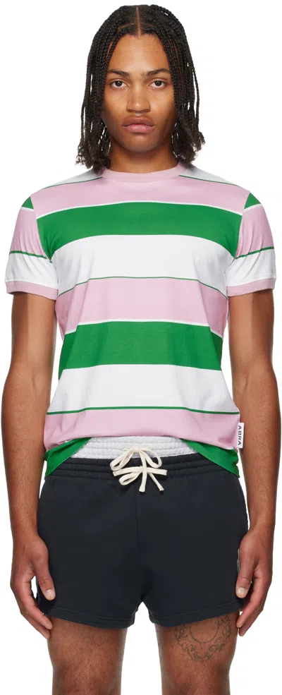 Abra Ssense Exclusive Green & Pink Striped T-shirt In Multi