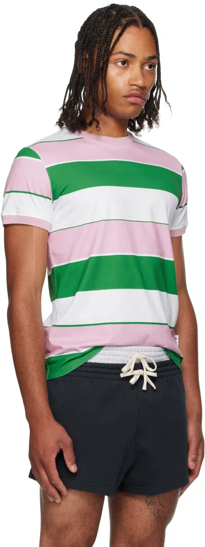 Abra Ssense Exclusive Green & Pink Striped T-shirt In Multi