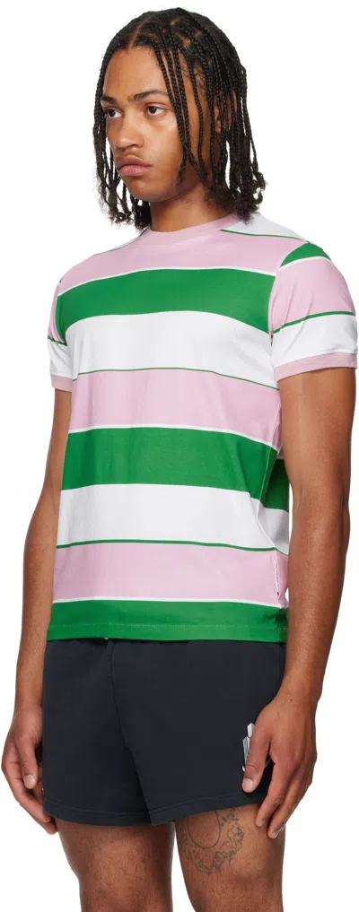 Abra Ssense Exclusive Green & Pink Striped T-shirt In Multi