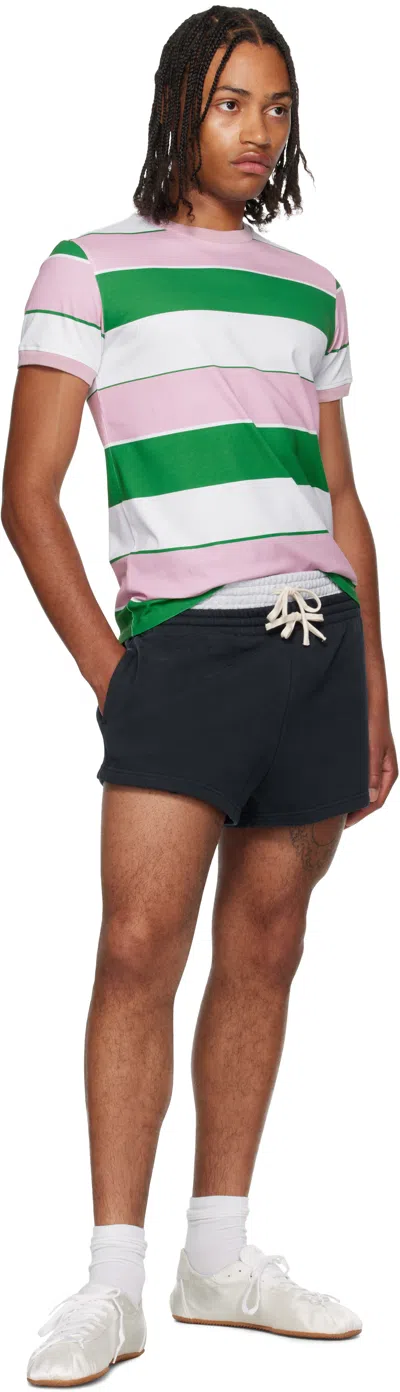 Abra Ssense Exclusive Green & Pink Striped T-shirt In Multi