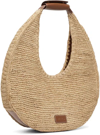 Staud Tan Large Raffia Moon Tote