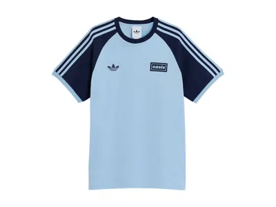 Pre-owned Adidas Originals Men's Adidas X Oasis Tour 3stripes T-shirt In Clear Sky Blue/night Indigo In Multi