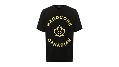 Pre-owned Dsquared2 Men's  Hardcore Canadian Maple Leaf T-shirt In Black