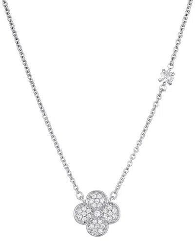 Adornia Cubic Zirconia Clover Pendant Necklace In Metallic