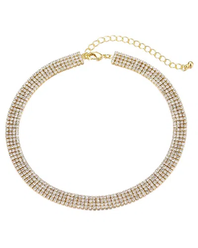 Adornia 14k Gold Plated Adjustable Crystal Choker Necklace In Gold