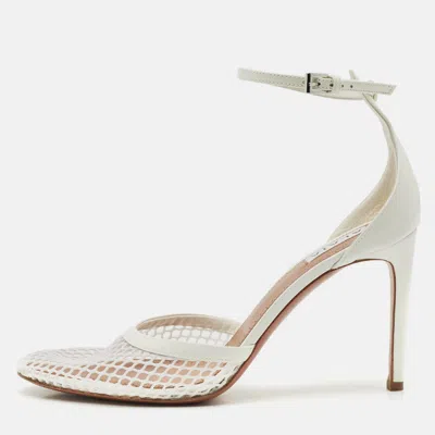 Pre-owned Alaïa White Fishnet And Patent Leather Mary Jane Pumps Size 39