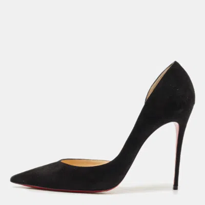 Pre-owned Christian Louboutin Black Velvet Iriza Pointed Toe D'orsay Pumps Size 39