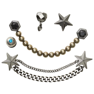 Crocs Jibbitz Punk Gunmetal Charms In Metallic