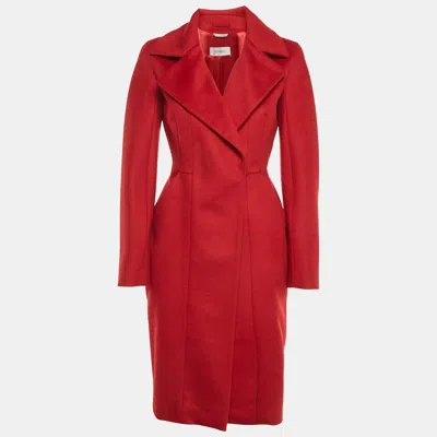 Pre-owned Sportmax Red Wool Felt Mid-length Coat S
