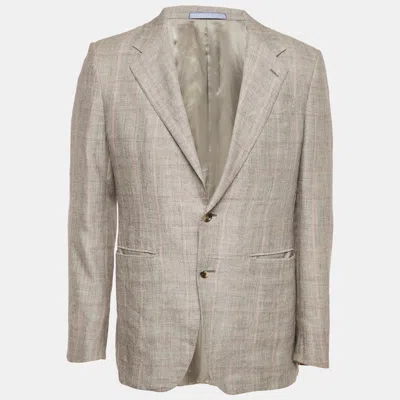 Pre-owned Valentino Grey Wool Blend Tailored Single Breasted Blazer L In Gray