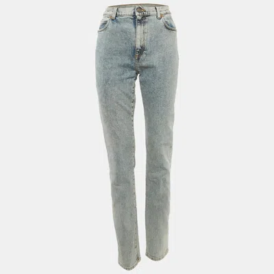 Pre-owned Gucci Blue Washed Denim High Rise Jeans L Waist 33"