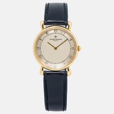 Pre-owned Vacheron Constantin Geneve 33084 Manual Winding Cream 18k Yellow Gold Women's Wristwatch 31 Mm