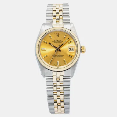 Pre-owned Rolex Datejust 6827 Automatic Gold 18k Yellow Gold Women's Wristwatch 31 Mm