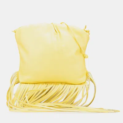 Pre-owned Bottega Veneta Yellow Lambskin The Fringe Pouch