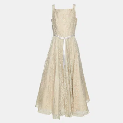 Pre-owned Dolce & Gabbana Beige Lace Maxi Dress S