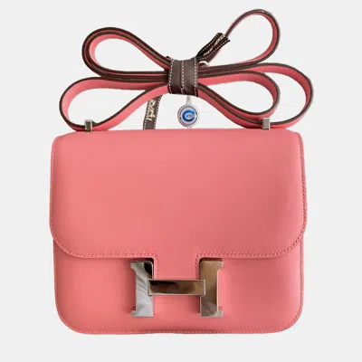 Pre-owned Hermes Constance 19 Rose Lipstick Swift Leather Bag In Pink