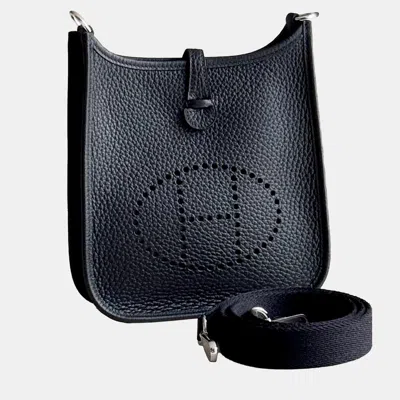 Pre-owned Hermes Mini Evelyne Black With Silouis Vuittoner Hardware