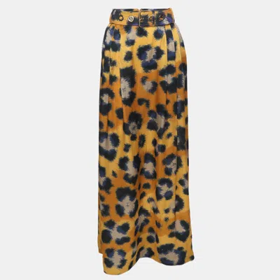 Pre-owned Kenzo Multicolor Printed Silk Skirt Xl