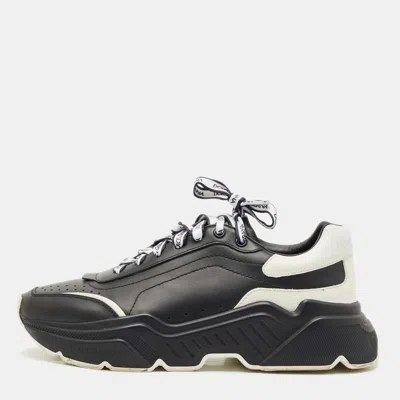 Pre-owned Dolce & Gabbana Black/white Leather Daymaster Low Top Sneakers Size 41