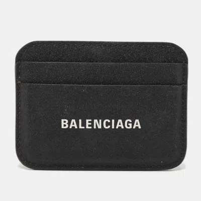 Pre-owned Balenciaga Black Glitter Leather Logo Card Holder