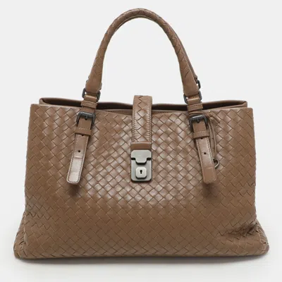 Pre-owned Bottega Veneta Beige Intrecciato Leather Medium Roma Tote