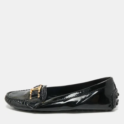 Pre-owned Louis Vuitton Black Patent Leather Oxford Loafers Size 37.5