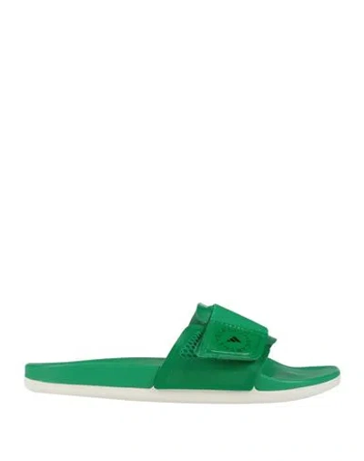 Adidas By Stella Mccartney Woman Sandals Green Size 5 Textile Fibers, Synthetisches Material In Green