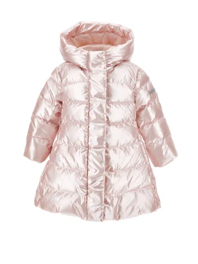 Monnalisa Down Jacket With Hood And Zip In Pink