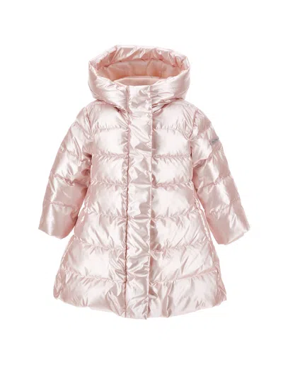 Monnalisa Down Jacket With Hood And Zip In Pink