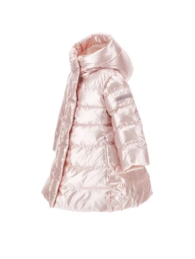 Monnalisa Down Jacket With Hood And Zip In Pink